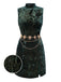 [Pre-Sale] Green 1960s Houndstooth Gold Glitter Velvet Dress