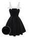 [Pre-Sale] Black 1950s Slip Velvet Bow Dress