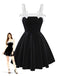 [Pre-Sale] Black 1950s Slip Velvet Bow Dress