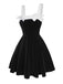 [Pre-Sale] Black 1950s Slip Velvet Bow Dress