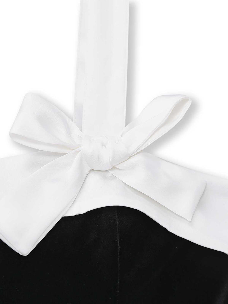 [Pre-Sale] Black 1950s Slip Velvet Bow Dress