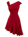 [Pre-Sale] Wine Red 1960s Satin Rhinestone Off-Shoulder Dress