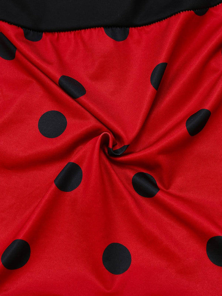 Red 1960s Miraculous Bubble Cosplay Costume Set