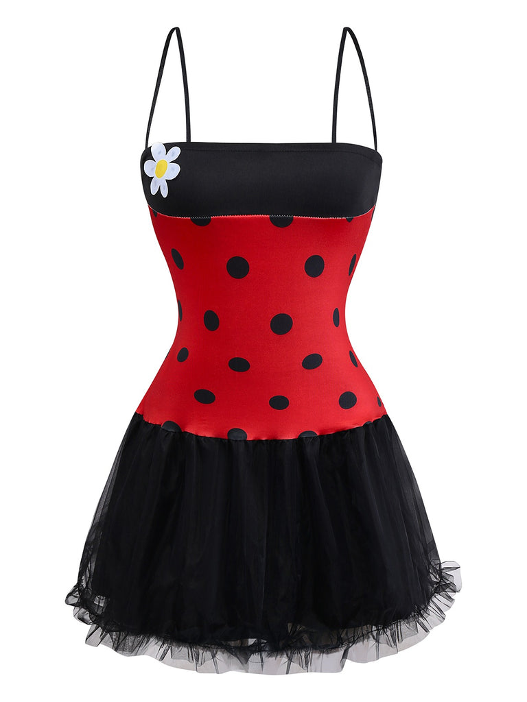 Red 1960s Miraculous Bubble Cosplay Costume Set