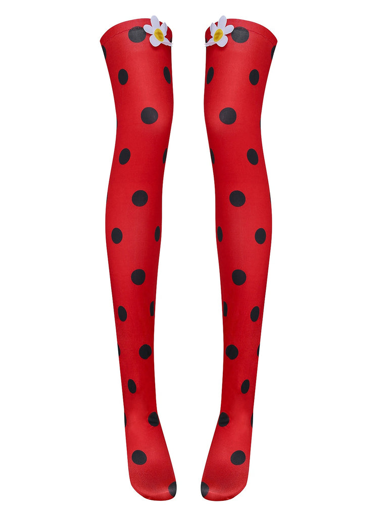 Red 1960s Miraculous Bubble Cosplay Costume Set
