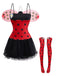Red 1960s Miraculous Bubble Cosplay Costume Set