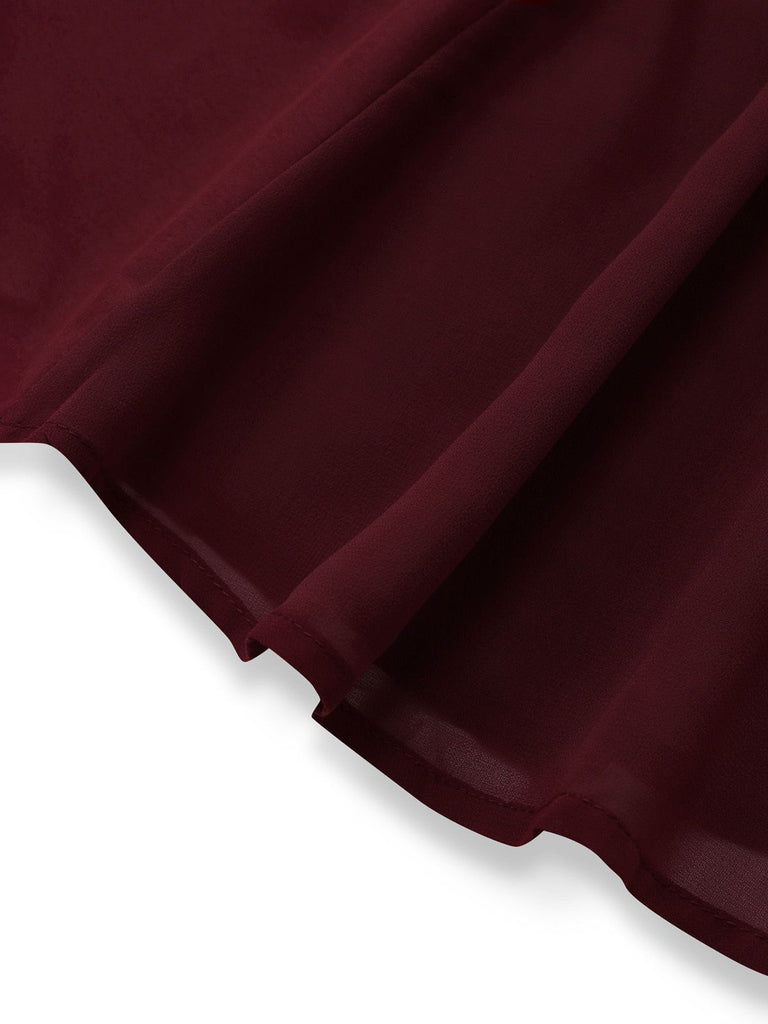 1930s Solid Chiffon Criss Cross Strapless Convertible Dress