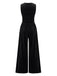 2PCS Black 1950s Mesh Top & Velvet Jumpsuit