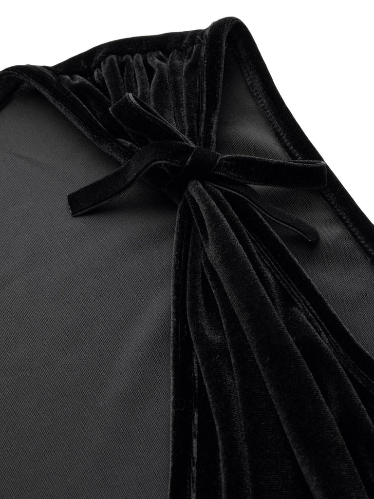 2PCS Black 1950s Mesh Top & Velvet Jumpsuit