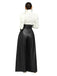 1980s Solid PU Leather Belted Wide-Leg Pants