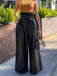 1980s Solid PU Leather Belted Wide-Leg Pants