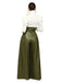 1980s Solid PU Leather Belted Wide-Leg Pants