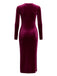 Wine Red 1960s Velvet Waist-Tie Bodycon Dress