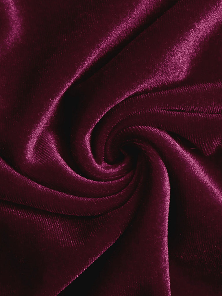 Wine Red 1960s Velvet Waist-Tie Bodycon Dress