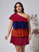 [Plus Size] 1970s One-Shoulder Sequin Tiered Dress