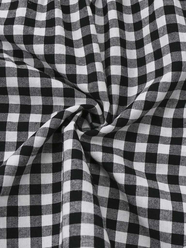 [Pre-Sale] Black 1950s Plaid Patchwork Embroidered Lace Dress