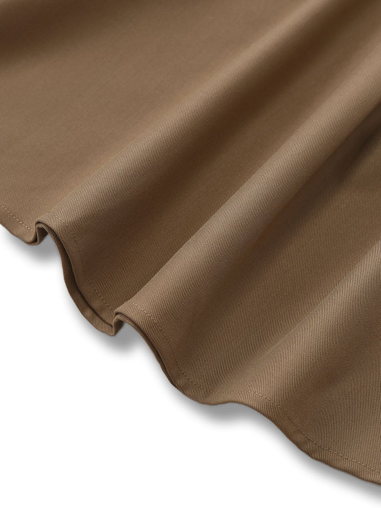 [Pre-Sale] Khaki 1930s Striped Lapel Blouse Detachable Tie Dress