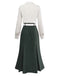 [Pre-Sale] Dark Green 1930s Striped Lapel Blouse Detachable Tie Dress