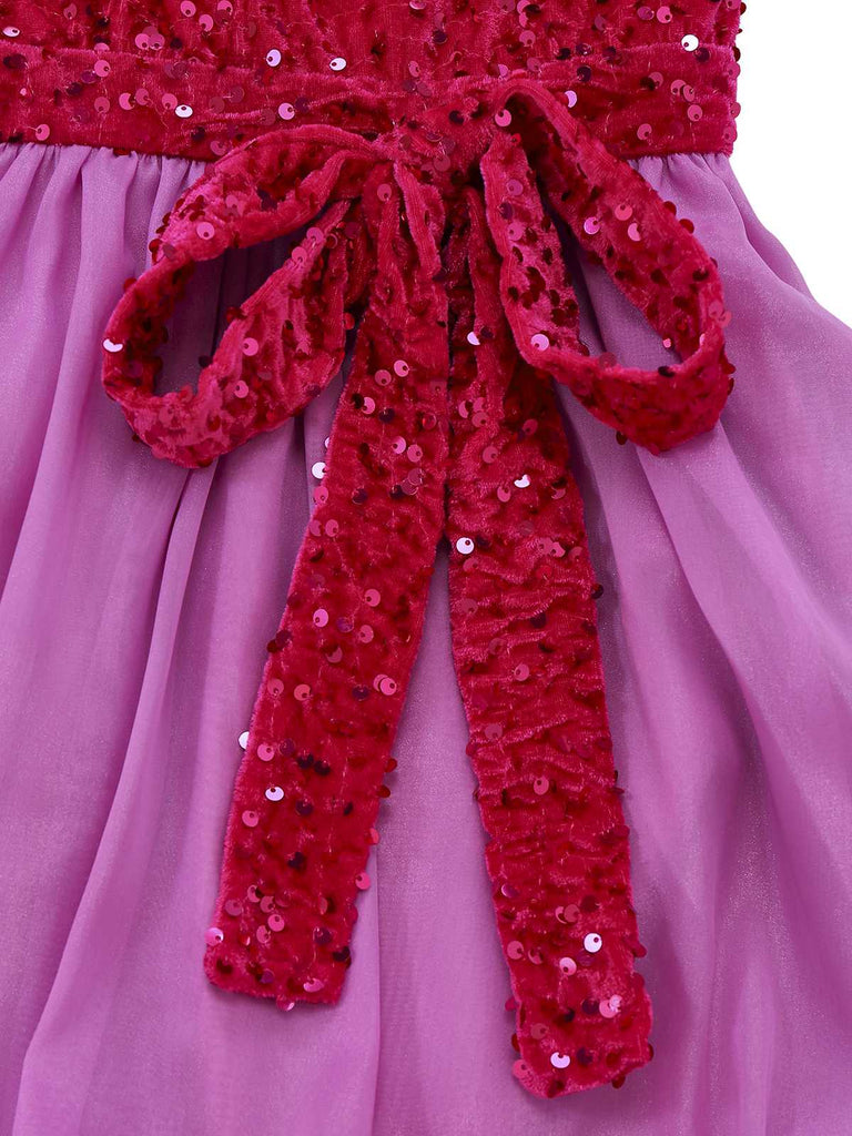 [Pre-Sale] Pink 1950s Spaghetti Strap Sequin Bow Dress
