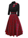 [Pre-Sale] 1950s Christmas Plaid Belted Dress With Snowflake Brooch