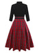 [Pre-Sale] 1950s Christmas Plaid Belted Dress With Snowflake Brooch
