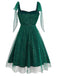 [Pre-Sale] Green 1950s Glitter Shoulder Tie Ruched Dress