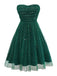 [Pre-Sale] Green 1950s Glitter Shoulder Tie Ruched Dress
