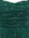 [Pre-Sale] Green 1950s Glitter Shoulder Tie Ruched Dress