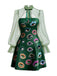 [Pre-Sale] Green 1960s Halloween Gothic Eye Print Mesh Sleeve Dress