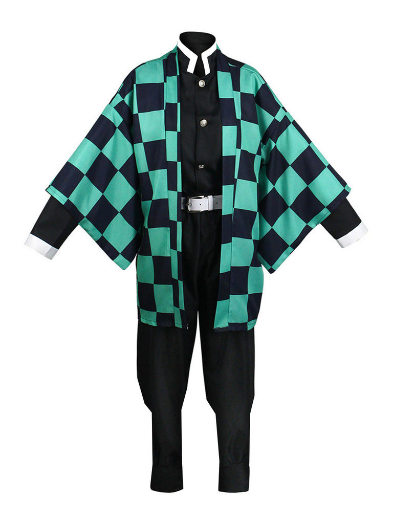 3PCS Green 1970s Tanjiro Kamado Kimono Costume Set