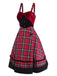 [Pre-Sale] Red 1950s Slip Plaid Velvet Bow Dress