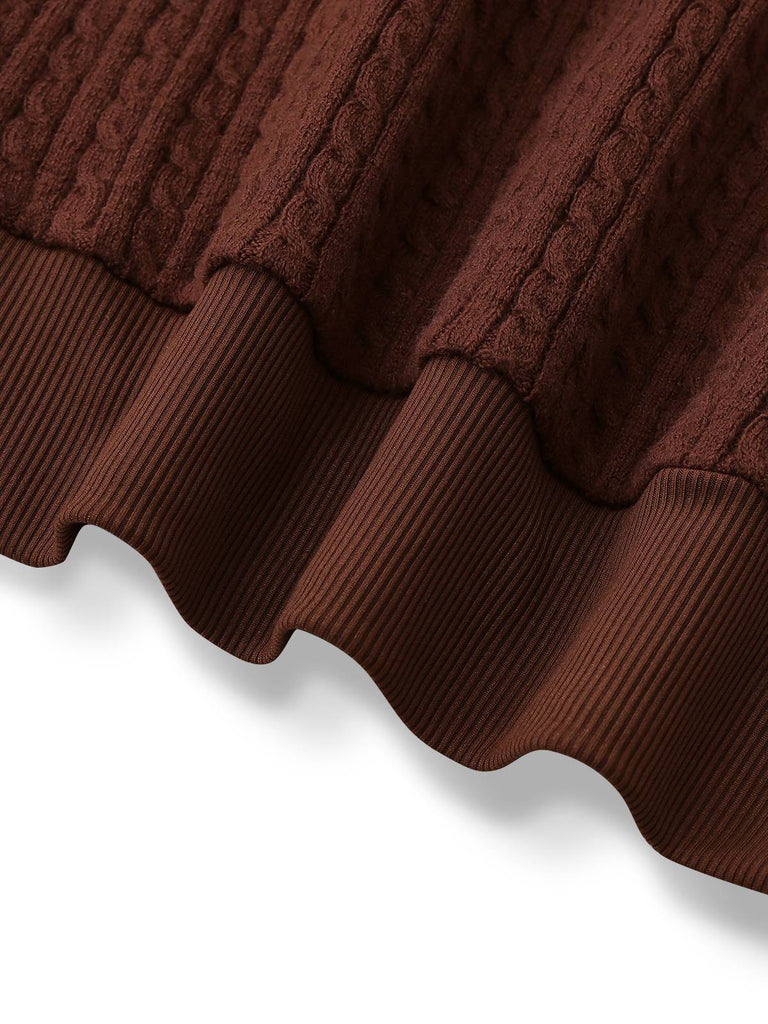 [Pre-Sale] 2PCS Brown 1940s Knitted Faux-2PCS Blouse & Plaid Skirt