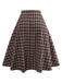 [Pre-Sale] 2PCS Brown 1940s Knitted Faux-2PCS Blouse & Plaid Skirt