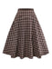 [Pre-Sale] Brown 1940s Gingham Plaid Wide-Waist Skirt