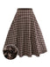 [Pre-Sale] 2PCS Brown 1940s Knitted Faux-2PCS Blouse & Plaid Skirt