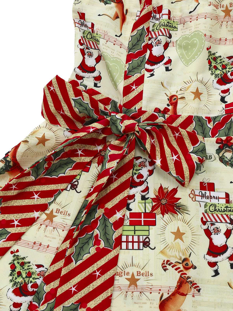 [Pre-Sale] 1950s Christmas Candy Cane Santa Bow Strapless Dress