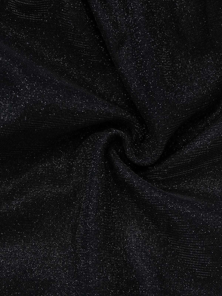 [Pre-Sale] Black 1960s Bow Ruched Strapless Glitter Tulip Dress