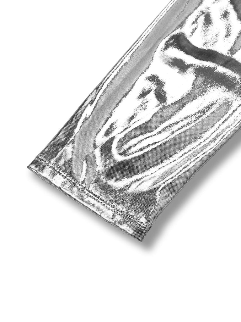 [Pre-Sale] Silver 1970s Metallic Twist Boat Neck Slit Dress