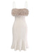 [Pre-Sale] Khaki 1930s Faux Ostrich Feather Knitted Fishtail Dress
