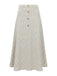 Beige 1940s Pearl Button Plaid Tweed A-Line Skirt