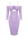 [Pre-Sale] Lavender 1960s 3D Flower Ruched Mesh Dress