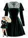 [Pre-Sale] Green 1960s Victorian Velvet Lace Dress
