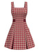 [Pre-Sale] Deep Red 1960s Plaid Wide-Strap Pleat Dress