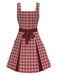 [Pre-Sale] Deep Red 1960s Plaid Wide-Strap Pleat Dress