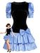 [Pre-Sale] Black 1980s Velvet Stain Puff-Sleeve Bow Mini Dress