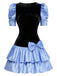 [Pre-Sale] Black 1980s Velvet Stain Puff-Sleeve Bow Mini Dress