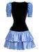 [Pre-Sale] Black 1980s Velvet Stain Puff-Sleeve Bow Mini Dress