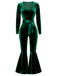 [Pre-Sale] Green 1970s Sweetheart Flare Leg Velvet Jumpsuit
