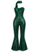 [Pre-Sale] Green 1970s Sequin Strapless Flared-Leg Jumpsuit