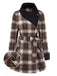 [Pre-Sale] Brown 1940s Cotton Plaid Asymmetrical Lapel Coat